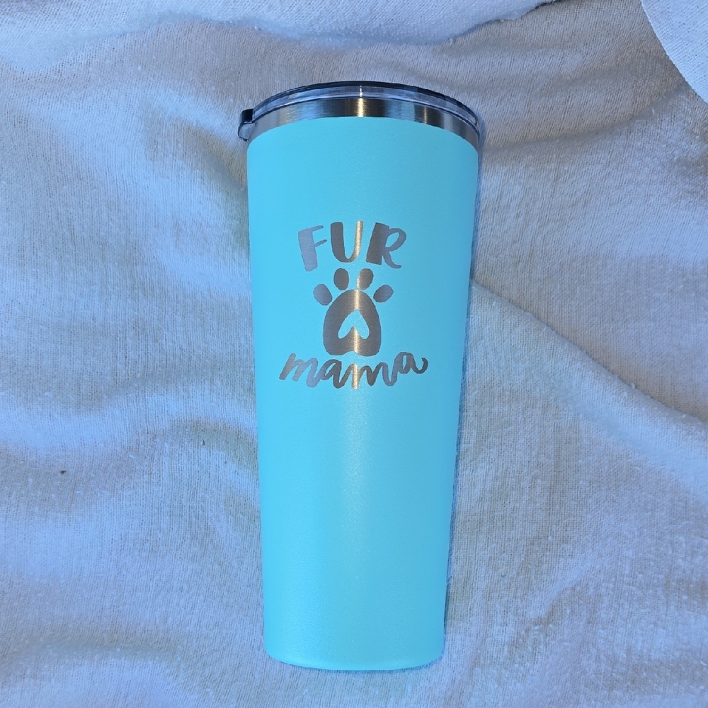 Sassy Cups Fur Mama With Straw Teal Tumbler 22oz